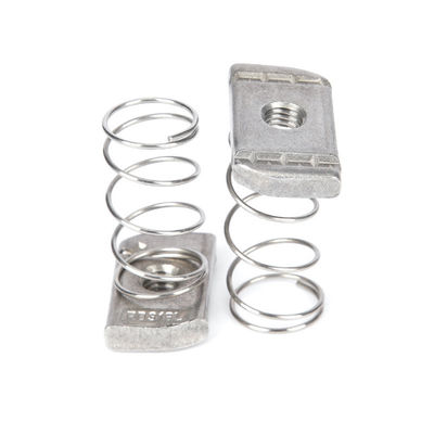 Kualitas  Stainless Steel Spring Channel Nuts Precision Machined Galvanized/Zinc/Nickel Plated Chamfered Edges for Mining Application pabrik